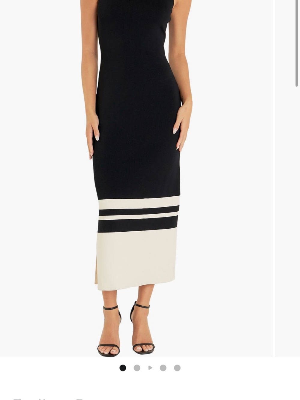 Endless Rose - Black and Cream color block Knit Midi dress